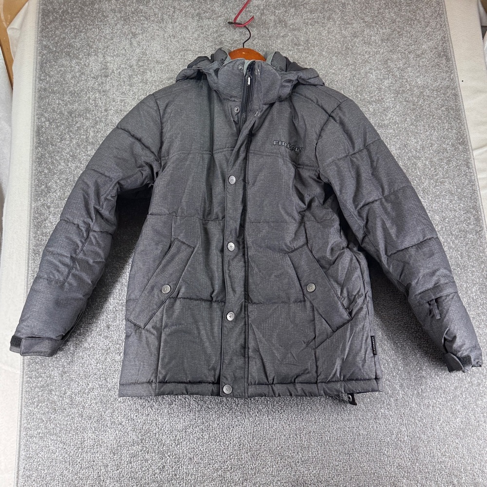 Firefly Aquabase Pro Gray Hood Snowboarding Ski Jacket Coat Youth Girls Boys L